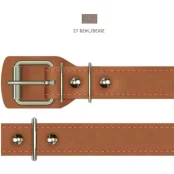 Ошейник Cristel для собак, из кожи зенит, прошитый тканью, 25 мм / 40-49 см, бежевый