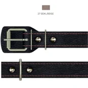 Ошейник Cristel для собак, из кожи зенит, прошитый, 25 мм / 40-49 см, бежевый