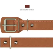 Ошейник Cristel для собак, из кожи зенит, прошитый тканью, 25 мм / 40-49 см, коньяк