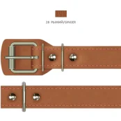 Ошейник Cristel для собак, из кожи зенит, прошитый тканью, 25 мм / 40-49 см, рыжий