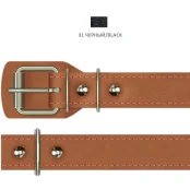 Ошейник Cristel для собак, из кожи зенит, прошитый, 25 мм / 40-49 см, чёрный