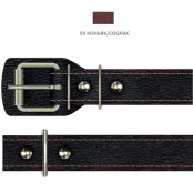 Ошейник Cristel для собак, из кожи зенит, прошитый, 25 мм / 55 см, коньяк