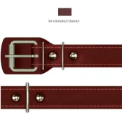 Ошейник Cristel для собак, из кожи зенит, прошитый, 25 мм / 57 см, коньяк