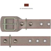 Ошейник Cristel для собак, из кожи зенит, прошитый, с блочками, 25 мм / 41-53 см, коньяк