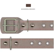 Ошейник Cristel для собак, из кожи зенит, прошитый, с блочками, 25 мм / 41-53 см, коричневый