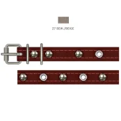 Ошейник Cristel для собак, из кожи зенит, прошитый, с украшением "микс", 14 мм / 27-35 см, бежевый