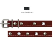 Ошейник Cristel для собак, из лакированной кожи зенит, прошитый, с украшением "микс", 14 мм / 27-35 см, чёрный