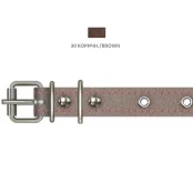 Ошейник Cristel для собак, из кожи зенит, прошитый, с украшением, 18 мм / 36-44 см, коричневый