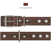 Ошейник Cristel для собак, из кожи зенит, прошитый, с украшением, 20 мм / 38-46 см, коньяк