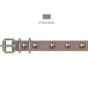 Ошейник Cristel для собак, из кожи зенит, прошитый, с украшениями, 14 мм / 27-35 см, бежевый