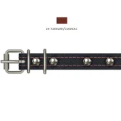 Ошейник Cristel для собак, из кожи зенит, прошитый, с украшениями, 16 мм / 32-40 см, коньяк