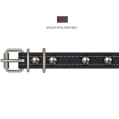 Ошейник Cristel для собак, из кожи зенит, прошитый, с украшениями, 16 мм / 32-40 см, коричневый