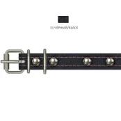 Ошейник Cristel для собак, из кожи зенит, прошитый, с украшениями, 16 мм / 32-40 см, чёрный