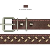 Нашийник Cristel для собак, зі шкіри зеніт, з палітуркою, 25 мм / 45-57 см, коричневий