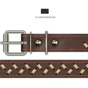 Нашийник Cristel для собак, зі шкіри зеніт, з палітуркою, 25 мм / 45-57 см, чорний