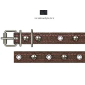 Нашийник Cristel для собак, зі шкіри зеніт, з прикрасою "мікс", 18 мм / 36-44 см, чорний