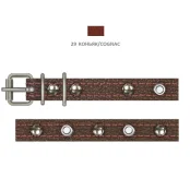 Нашийник Cristel для собак, зі шкіри зеніт, прикраса "мікс", прошитий, 14 мм / 27-35 см, коньяк