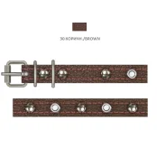 Нашийник Cristel для собак, зі шкіри зеніт, прикраса "мікс", прошитий, 14 мм / 27-35 см, коричневий