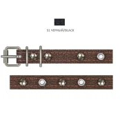 Нашийник Cristel для собак, зі шкіри зеніт, прикраса "мікс", прошитий, 14 мм / 27-35 см, чорний