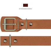 Ошейник Cristel для собак, из кожи, прошитый, 25 мм / 40-49 см, коньяк