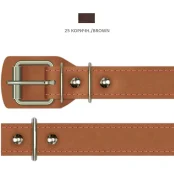 Ошейник Cristel для собак, из кожи, прошитый, 25 мм / 40-49 см, коричневый