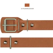 Ошейник Cristel для собак, из кожи, прошитый, 25 мм / 40-49 см, рыжий