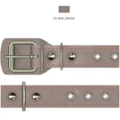 Ошейник Cristel для собак, из кожи, прошитый, с блочками, 25 мм / 41-53 см, бежевый