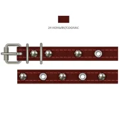 Ошейник Cristel для собак, из кожи, прошитый, с украшением "микс", 14 мм / 27-35 см, коньяк