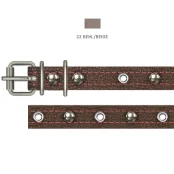 Ошейник Cristel для собак, из кожи, прошитый, с украшением "микс", 16 мм / 32-40 см, бежевый