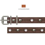 Нашийник Cristel для собак, зі шкіри, прошитий, з прикрасою "мікс", 16 мм / 32-40 см, рудий