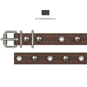 Нашийник Cristel для собак, зі шкіри, прошитий, з прикрасою "мікс", 16 мм / 32-40 см, чорний