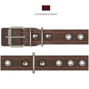 Нашийник Cristel для собак, зі шкіри, прошитий, з прикрасою, 20 мм / 38-46 см, коньяк