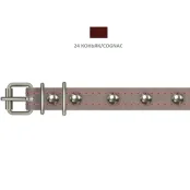 Нашийник Cristel для собак, зі шкіри, прошитий, з прикрасами, 14 мм / 27-35 см, коньяк