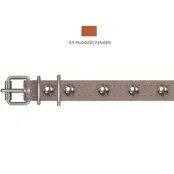 Нашийник Cristel для собак, зі шкіри, прошитий, з прикрасами, 14 мм / 27-35 см, рудий