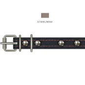 Нашийник Cristel для собак, зі шкіри, прошитий, з прикрасами, 16 мм / 32-40 см, бежевий