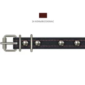 Нашийник Cristel для собак, зі шкіри, прошитий, з прикрасами, 16 мм / 32-40 см, коньяк