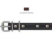 Нашийник Cristel для собак, зі шкіри, прошитий, з прикрасами, 16 мм / 32-40 см, коричневий