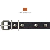 Нашийник Cristel для собак, зі шкіри, прошитий, з прикрасами, 16 мм / 32-40 см, рудий