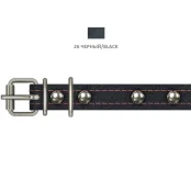 Нашийник Cristel для собак, зі шкіри, прошитий, з прикрасами, 16 мм / 32-40 см, чорний