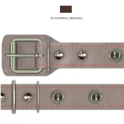 Нашийник Cristel для собак, зі шкіри, прошитий, з шипами, 25 мм / 41-53 см, коричневий