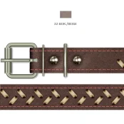 Нашийник Cristel для собак, зі шкіри, з палітуркою, 25 мм / 45-57 см, бежевий