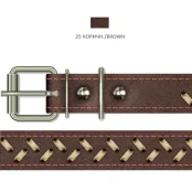 Ошейник Cristel для собак, из кожи, с переплёт, 25 мм / 45-57 см, коричневый