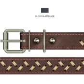 Ошейник Cristel для собак, из кожи, с переплёт, 25 мм / 45-57 см, чёрный