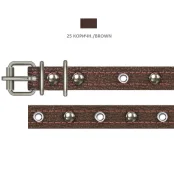 Ошейник Cristel для собак, из кожи, с украшением "микс", 18 мм / 36-44 см, коричневый