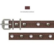 Нашийник Cristel для собак, з лакують. шкіри зеніт, прошитий, з мікс. прикрасою, 16 мм / 32-40 см, коньяк