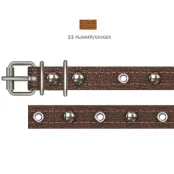 Нашийник Cristel для собак, з лакують. шкіри зеніт, прошитий, з мікс. прикрасою, 16 мм / 32-40 см, рудий