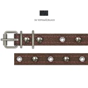 Нашийник Cristel для собак, з лакують. шкіри зеніт, прошитий, з мікс. прикрасою, 16 мм / 32-40 см, чорний