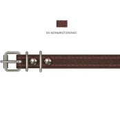 Нашийник Cristel для собак, з лакованої шкіри зеніт, прошитий тканиною, 14 мм / 27-35 см, коньяк