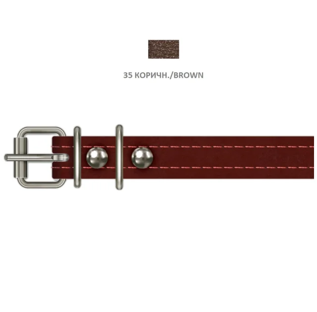 Нашийник Cristel для собак, з лакованої шкіри зеніт, прошитий тканиною, 16 мм / 32-40 см, коричневий