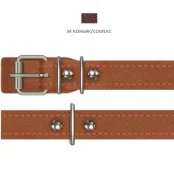 Нашийник Cristel для собак, з лакованої шкіри зеніт, прошитий, 20 мм / 38-46 см, коньяк